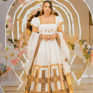 Gorgeous Brown and Golden Habesha Dress