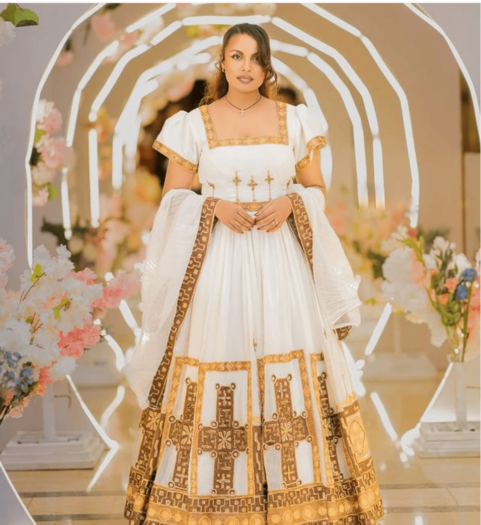 Gorgeous Brown and Golden Habesha Dress